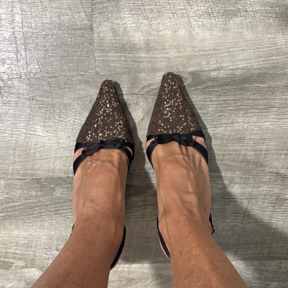 A. Marinelli Black and Gold Heels
